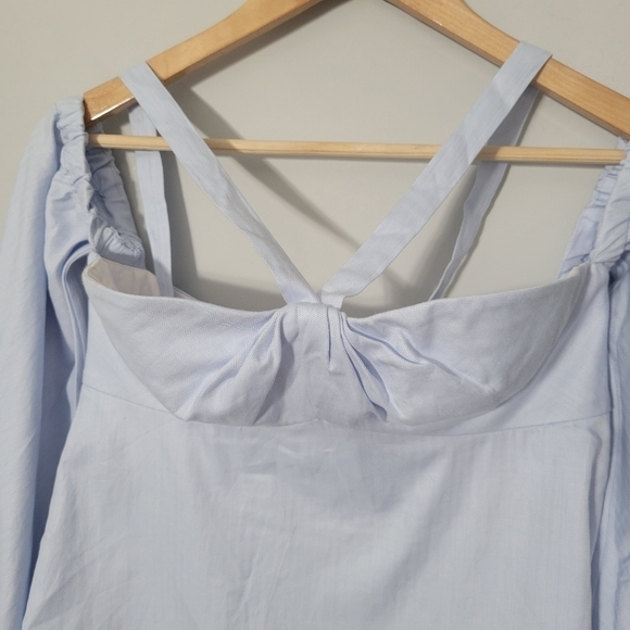 Jonathan Simkhai Light Blue Herringbone Bustier Style Blouse NWT - Picture 6 of 15